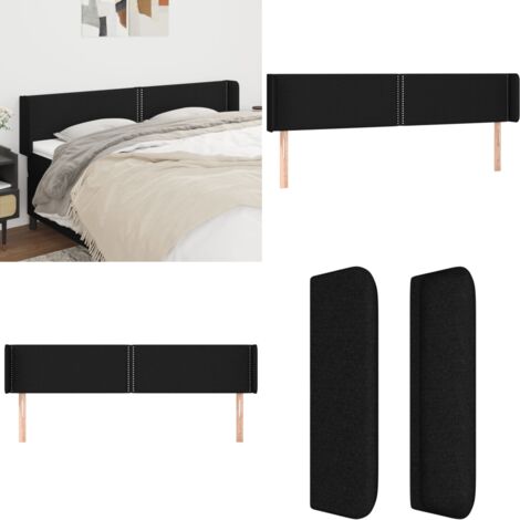 Cabecero de tela negro 163x16x78/88 cm - Cabecero negro - Cabecero de tela