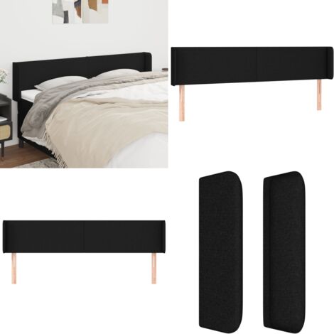 Cabecero de tela negro 163x16x78/88 cm - Cabecero negro - Cabecero de tela