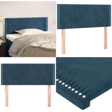 Cabecero de terciopelo azul 100x5x78/88 cm - Terciopelo azul - Cabecero de cama ajustable