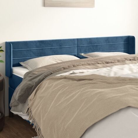 Cabecero de terciopelo azul oscuro 203x16x78/88 cm vidaXL