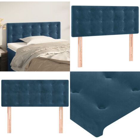 Cabecero de terciopelo azul oscuro 90x5x78/88 cm - Terciopelo azul oscuro - Cabecero ajustable