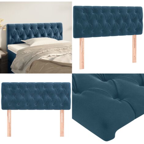 Cabecero de terciopelo azul oscuro 90x7x78/88 cm - Terciopelo azul oscuro - Cabecero ajustable