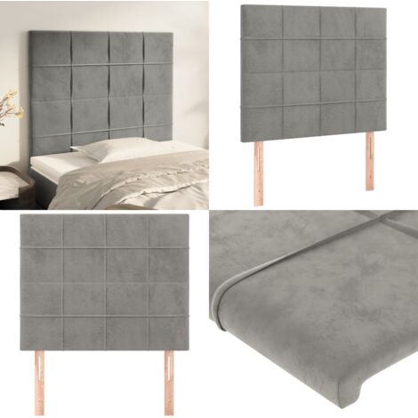 Cabecero gris claro 100x5x118/128 cm terciopelo - Cabecero gris claro - Terciopelo