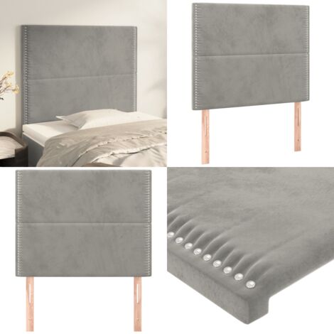 Cabecero gris claro 100x5x118/128 cm terciopelo - Cabecero terciopelo - Cabecero gris claro