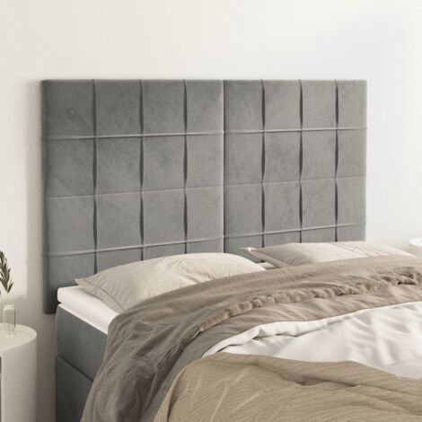 Cabecero gris claro 144x5x118/128 cm terciopelo