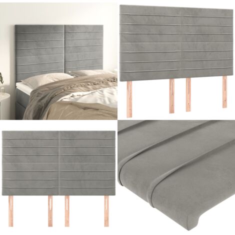 Cabecero gris claro 144x5x118/128 cm terciopelo - Cabecero de cama gris claro - Cabecero de cama terciopelo