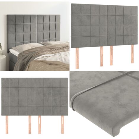 Cabecero gris claro 144x5x118/128 cm terciopelo - Cabecero de cama gris claro - Cabecero de cama terciopelo