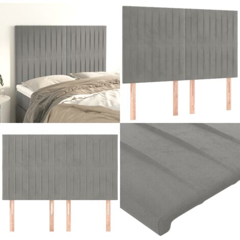 Cabecero gris claro 144x5x118/128 cm terciopelo - Cabecero de cama gris claro - Cabecero de cama terciopelo