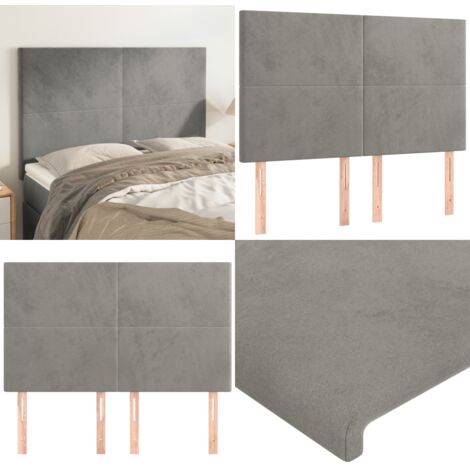 Cabecero gris claro 144x5x118/128 cm terciopelo - Cabecero gris claro - Terciopelo
