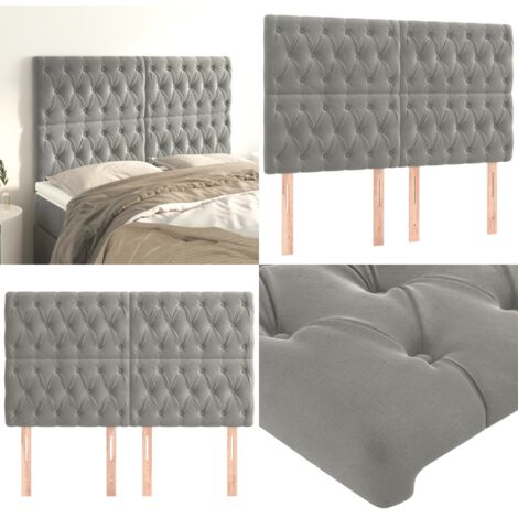 Cabecero gris claro 160x7x118/128 cm terciopelo - Cabecero gris claro - Terciopelo