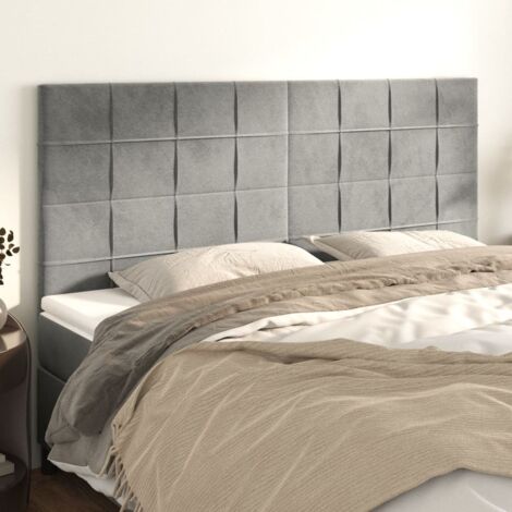 Cabecero gris claro 180x5x118/128 cm terciopelo