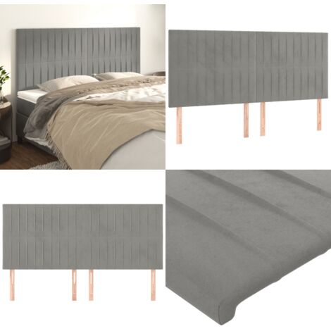 Cabecero gris claro 180x5x118/128 cm terciopelo - Cabecero gris claro - Cabecero de terciopelo