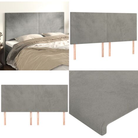 Cabecero gris claro 180x5x118/128 cm terciopelo - Terciopelo - Soporte para espalda
