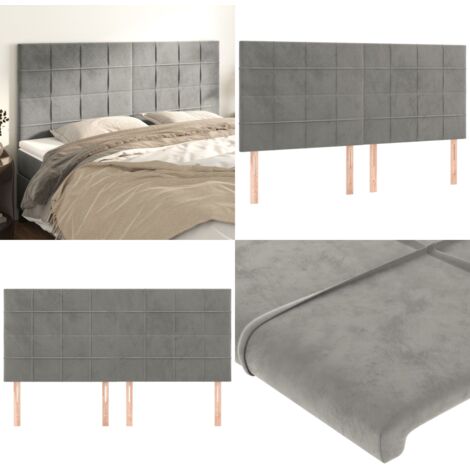 Cabecero gris claro 200x5x118/128 cm terciopelo - Cabecero de cama gris claro - Cabecero de cama terciopelo