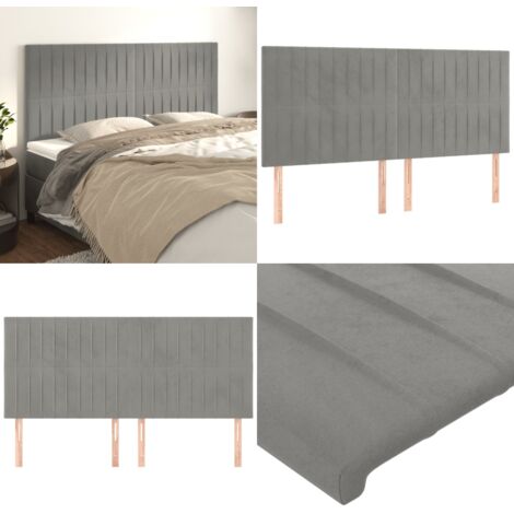 Cabecero gris claro 200x5x118/128 cm terciopelo - Cabecero de cama gris claro - Cabecero de cama terciopelo