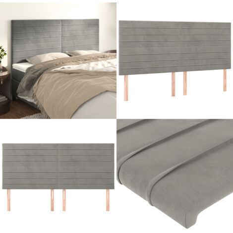 Cabecero gris claro 200x5x118/128 cm terciopelo - Cabecero de cama gris claro - Cabecero de cama terciopelo
