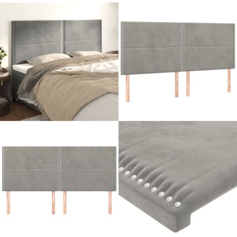 Cabecero gris claro 200x5x118/128 cm terciopelo - Cabecero terciopelo - Cabecero gris claro