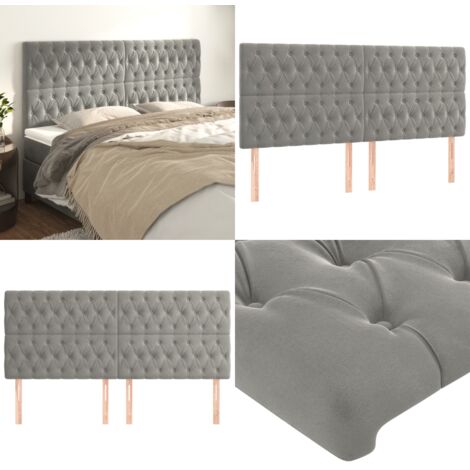 Cabecero gris claro 200x7x118/128 cm terciopelo - Cabecero gris claro - Terciopelo