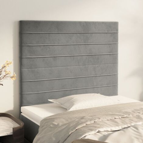Cabecero gris claro 80x5x118/128 cm terciopelo