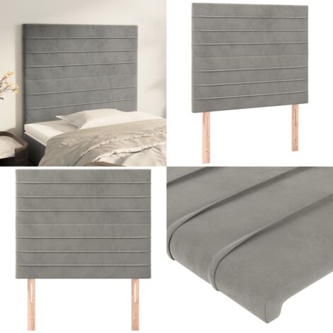 Cabecero gris claro 80x5x118/128 cm terciopelo - Cabecero gris claro - Cabecero de terciopelo