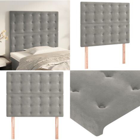 Cabecero gris claro 80x5x118/128 cm terciopelo - Terciopelo - Soporte para espalda