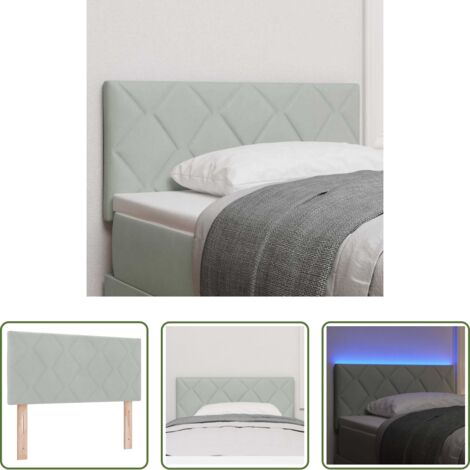 Cabecero gris claro -  Cabecero LED Gris Claro 100 cm Terciopelo
