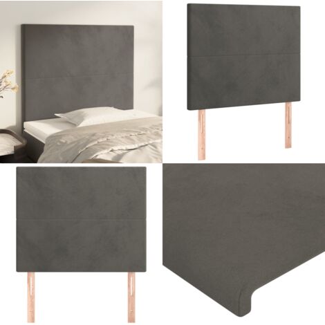 Cabecero gris oscuro 100x5x118/128 cm terciopelo - Cabecero de cama gris oscuro - Cabecero de cama terciopelo