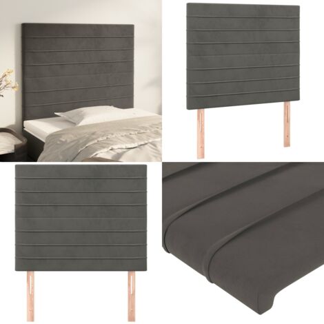 Cabecero gris oscuro 100x5x118/128 cm terciopelo - Cabecero gris oscuro - Cabecero de terciopelo