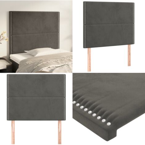 Cabecero gris oscuro 100x5x118/128 cm terciopelo - Cabecero gris oscuro - Terciopelo
