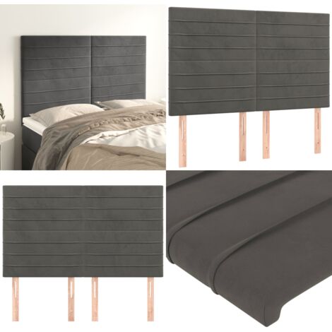 Cabecero gris oscuro 144x5x118/128 cm terciopelo - Cabecero de cama gris oscuro - Cabecero de cama terciopelo