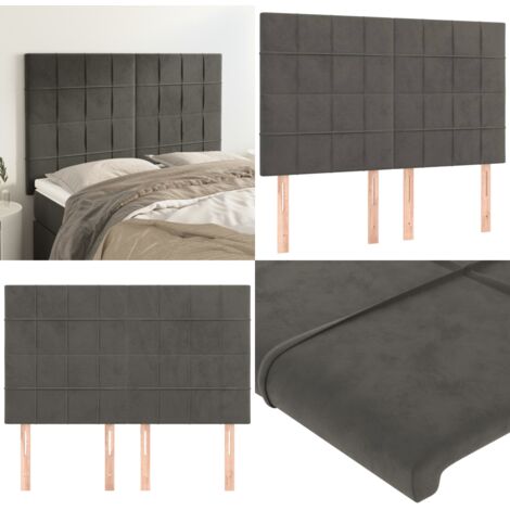 Cabecero gris oscuro 144x5x118/128 cm terciopelo - Cabecero de cama gris oscuro - Cabecero de cama terciopelo