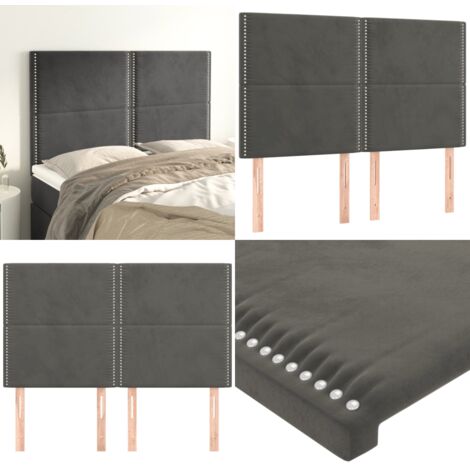 Cabecero gris oscuro 144x5x118/128 cm terciopelo - Cabecero gris oscuro - Cabecero de terciopelo
