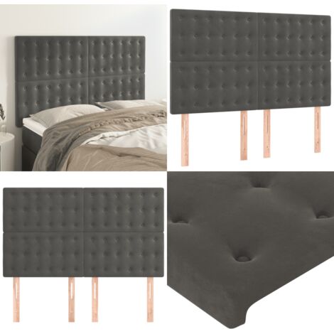 Cabecero gris oscuro 144x5x118/128 cm terciopelo - Cabecero gris oscuro - Terciopelo