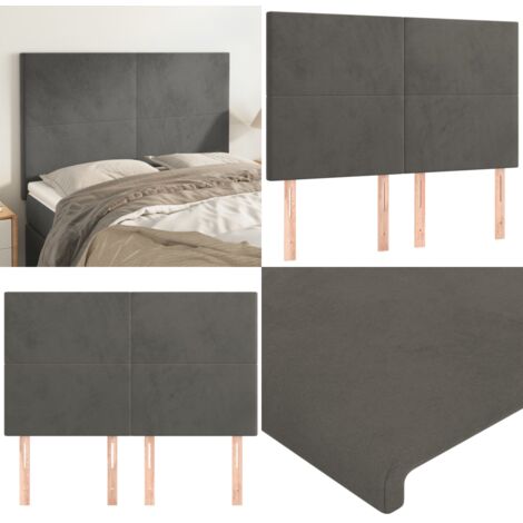 Cabecero gris oscuro 144x5x118/128 cm terciopelo - Cabecero gris oscuro - Terciopelo