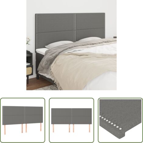 Cabecero gris oscuro -  Cabecero de cama gris oscuro 200x5x118/128 cm de tela