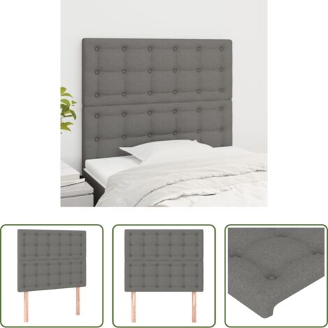 Cabecero gris oscuro -  Cabecero de tela gris oscuro 90x5x118/128 cm