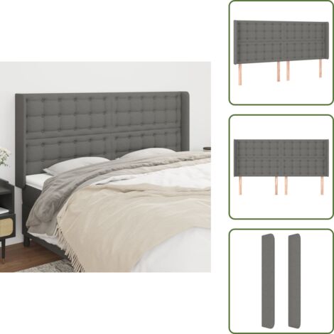 Cabecero gris oscuro - vidaXL Cabecero con orejas de tela gris oscuro 163x16x118/128 cm - Cabecero ajustable