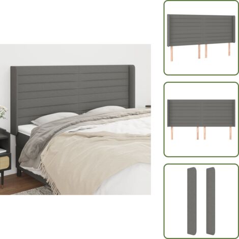 Cabecero gris oscuro - vidaXL Cabecero con orejas de tela gris oscuro 183x16x118/128 cm - Cabecero ajustable