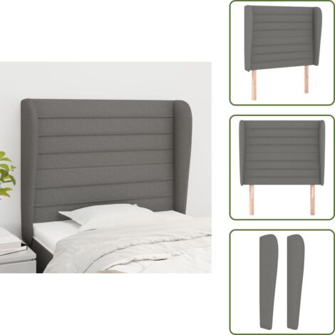 Cabecero gris - vidaXL Cabecero con orejas de tela gris oscuro 103x23x118/128 cm - Cabecero ajustable