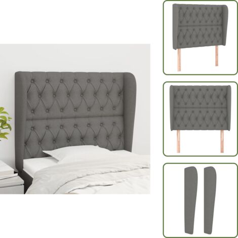Cabecero gris - vidaXL Cabecero con orejas de tela gris oscuro 103x23x118/128 cm - Cabecero ajustable