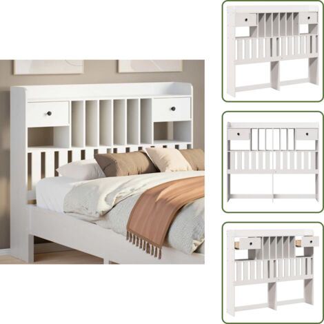 Cabecero independiente - vidaXL Cabecero de cama almacenaje madera maciza pino blanco 135 cm - Espacio de almacenamiento