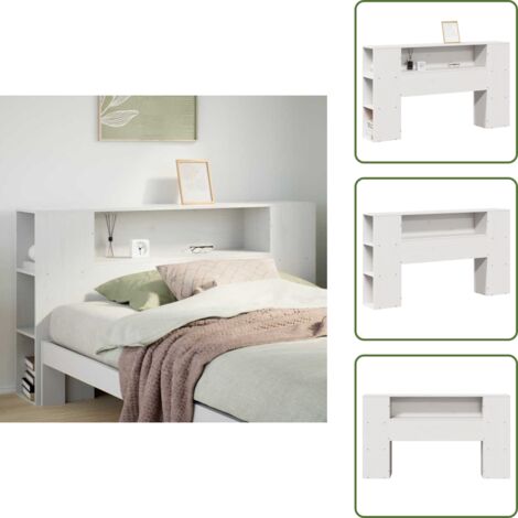 Cabecero independiente - vidaXL Cabecero de cama almacenaje madera maciza pino blanco 150 cm - Compartimentos de almacenamiento
