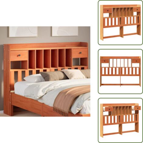 Cabecero independiente - vidaXL Cabecero de cama almacenaje madera maciza pino marrón 160 cm - Cajones
