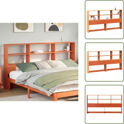 Cabecero independiente - vidaXL Cabecero de cama almacenaje madera maciza pino marrón 200 cm - Compartimentos de almacenamiento