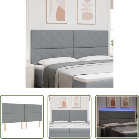 Cabecero LED -  Cabecero LED Gris Claro 200 cm tela