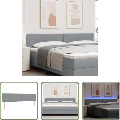 Cabecero LED -  Cabecero LED Gris Claro 200 cm tela
