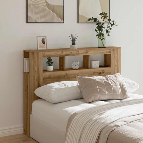 Cabecero LED madera ingeniería roble artisan 140x18,5x103,5 cm
