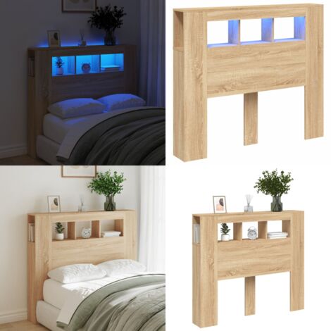 Cabecero LED madera ingeniería roble Sonoma 120x18,5x103,5 cm - Luz led rgb - Madera de ingeniería