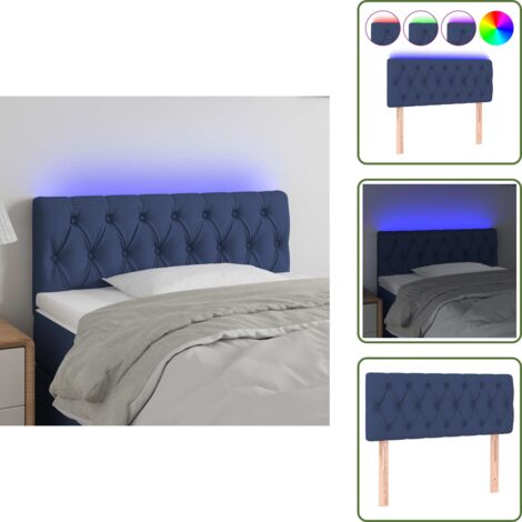Cabecero LED - vidaXL Cabecero con LED de tela azul 100x7x78/88 cm - Cabecero ajustable