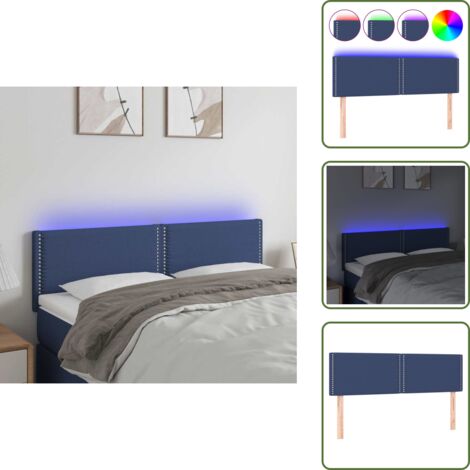Cabecero LED - vidaXL Cabecero con LED de tela azul 144x5x78/88 cm - Cabecero ajustable
